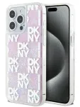 DKNY Apple iPhone 15 Pro Max 6,7 colio kietas dėklas Liquid Glitter Multilogo rožinis