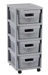 Curver Infinity 11L 4 skyrių ratukinė spinta 30x36x69cm pilka