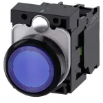 Siemens SIRIUS ACT ap&scaron;viestas mygtukas su LED, mėlynas, 1NO+1NC, 24V AC/DC, 3SU1102-0AB50-1BA0