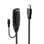 Lindy 43156 USB 3.0 aktyvusis ilgintuvas, USB-A ki&scaron;tukas ir USB-A lizdas, 10 m, USB 3.2 Gen 1, 5 Gbit/s, juodas
