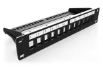 DIGITUS DN-91420 modulinis komutacinis skydelis, 12 prievadų, ekranuotas, tu&scaron;čias, 1U, 10" (254 mm), juodas RAL 9005