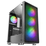 Mars Gaming MC-F Black, ATX Gaming Semibok&scaron;tas, Pilnas Grūdinto Stiklo Langas, Metalinis-Tinklinis Priekis, 4x 120mm ARGB Ventiliatoriai