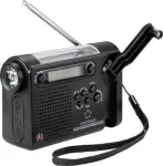 Renkforce RF-CR-200 ne&scaron;iojamas radijas UKW, MW, KW įkraunamas, saulės baterija, rankinė sukimo rankena, žadintuvas, žibintuvėlis Juodas (RF-4694806)