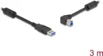 DeLOCK USB 3.2 Gen 1 laidas, USB-A ki&scaron;tukas &rarr; USB-B ki&scaron;tukas, 90&deg; kairėn, 3 m
