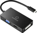 Renkforce RF-4633066 USB-C / HDMI / DVI / VGA adapteris [1x USB-C&trade; ki&scaron;tukas - 1x VGA lizdas, HDMI lizdas, DVI lizdas 24+5 kontaktų] juodas (RF-4633066)
