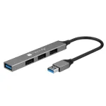 Techly IUSB32-HUB4A-3U2SLS USB 3.2 &scaron;akotuvas 4x USB-A, metalinis korpusas, pilka