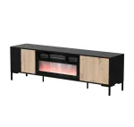 TV spintelė Cama Meble MERCI su židiniu, 180 x 40 x 53,5 cm, juodas vir&scaron;us, ąžuolo artisan rėmas