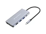 Conceptronic DONN20G 10-in-1 USB 3.2 Gen 1 Dockavimo stotis, HDMI, VGA, USB-A 5Gbps, USB-C 5Gbps, SD, TF/MicroSD, Garsas, GbE LAN, 100W USB PD