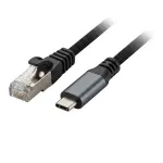 Synergy 21 USB 3.2 Type-C į RJ45 Gigabit Ethernet adapterio kabelis 2,0m juodas tekstilinis