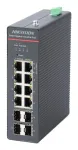 Hikvision DS-3T1512HP-SI-8P4FKIT(240W) LinkVu Layer 2 Managed PoE Switch, 12 Portų, 8 PoE+ 90W, 240W Biudžetas