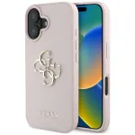Guess Grained Big 4G Logo Small Classic Logo Back Cover, skirta Apple iPhone 16 &ndash; rožinė