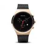 Bering Classic vyri&scaron;kas kvarcinis laikrodis 40mm nerūdijančio plieno juodas ciferblatas tinklelio apyrankė 14740-166