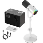 MOZOS GM-ONE White Dynamic Microphone USB XLR RGB LED