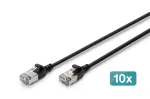 DIGITUS CAT 6A F-FTP plonas laidų rinkinys, 0,5 m, juodos spalvos, 10 vnt., LSZH, 10Gbps, RJ45