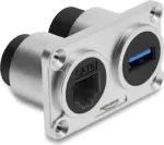 Delock Dual Panel Mount Socket USB 5 Gbps Type-A Female + RJ45 Female Cat.6 sidabrinis