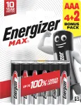 Energizer Max AAA &scaron;arminės baterijos, 1,5 V, 6 vnt. (4+2)