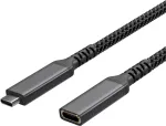 S CONN Flexline USB-C prailginimo kabelis, USB-C male to USB-C female, USB 3.2 Gen 2, 100W PD, 4K@60Hz, tekstilinis pintas, 1,5m, juodas FL31-74006