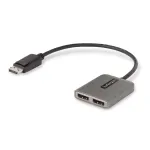 StarTech.com 2 prievadų DisplayPort MST &scaron;akotuvas, dviguba 4K 60Hz, DP į 2x DisplayPort monitorių adapteris, DP 1.4 kelių monitorių vaizdo adapteris, 30 cm įmontuotas kabelis, maitinamas per USB, tik Windows