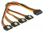 Delock 60157 SATA maitinimo ilgintuvas, SATA 15 kontaktų ki&scaron;tukas su užraktu &ndash; 4x SATA 15 kontaktų lizdas, 0,3 m, juoda/geltona/raudona/oranžinė