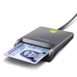 Axagon CRE-SM3T USB-A Smart / ID kortelių plok&scaron;čiasis skaitytuvas, USB 2.0, 1,3 m, juodas, 56 g