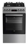 Laisvai pastatoma dujinė-elektrinė viryklė BEKO FSMT55330DXDS, 5 degikliai, 60 cm, nerūdijantis plienas, orkaitė 60 L, energijos klasė A
