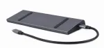 Dokavimo stotelė ne&scaron;iojamam kompiuteriui Gembird A-CM-COMBO9-02 USB 3.2 Gen 1 Type-C, HDMI, VGA, 3&times;USB-A, Gigabit Ethernet, 87W PD, Pilka