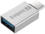 Sandberg USB-C į USB 3.0 adapteris, USB 3.2 Gen 1 Type-C, USB 3.2 Gen 1 Type-A, sidabrinis, aliuminis, 5 g, 80 mm