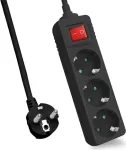Prailginimo laidas helos CLASSIC 3 lizdų juodas 5,0 m su jungikliu