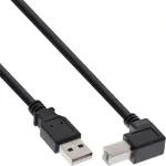 InLine USB 2.0 kabelis su žemyn nulenktu A tipo vyri&scaron;ku / B tipo vyri&scaron;ku ki&scaron;tuku, juodas, 0,5 m