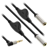 InLine Slim Audio Y-Cable 3.5mm M / 2x F su garsumo reguliavimu 0,25 m