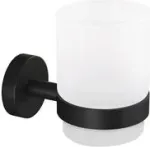 tesa 40566-00000-00 MOON BLACK dantų &scaron;epetėlių stiklinė lipni juoda (matinė), satinuotas stiklas