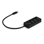 StarTech.com 4 prievadų USB-C &scaron;akotuvas - USB-C į 4x USB 3.0 Type-A prievadus su atskirais įjungimo/i&scaron;jungimo jungikliais - SuperSpeed 5Gbps USB 3.2 Gen 1 - maitinamas i&scaron; USB - ne&scaron;iojamas - 25 cm pritvirtintas kabelis