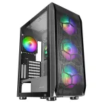 Mars Gaming MC-KX Black Premium E-ATX Gaming Tower su FREEZER CPU sistema, 5 itin tyliais ARGB ventiliatoriais, ARGB valdikliu ir RF nuotolinio valdymo pultu, tinklinis priekis