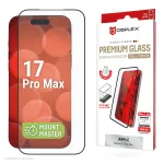 Apsauginis stiklas e.v.i. Displex Premium iPhone 17 Pro Max su Mount Master (atsparus įbrėžimams ir ne&scaron;varumams, permatomas/juodas)