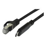 Synergy 21 USB 3.2 Type-C į RJ45 Gigabit Ethernet adapterio kabelis 3,0 m juodas tekstilinis