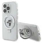 Karl Lagerfeld KLHMP15XHMRSKCH Hardcase Ring Stand, skirta iPhone 15 Pro Max 6,7 inch balta, MagSafe, Karl & Choupette