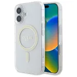 Guess GUHMP16MHFGERET iPhone 16 Plus 6,7 inch Skaidrus kietasis dėklas IML Glitter Circle MagSafe