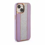 iLike Apple iPhone 15 Diamonds and Leather Case Pink Sand