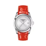 TISSOT T-Classic Couturier moteri&scaron;kas laikrodis T035210160310 32mm baltas ciferblatas raudona odinė apyrankė