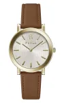 FURLA Giada moteri&scaron;kas kvarcinis laikrodis WW00003002L2 38 mm sidabrinis ciferblatas mėlyna odinė apyrankė