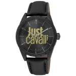 JUST CAVALLI MAN JC1G207L0035 42mm Mėlyno ciferblato odinis dirželis laikrodis