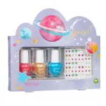 SOUZA! Galaxy Children's Nail Polish Set - 3 Water-Based Peel-Off Nail Polishes with Stickers