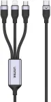 UNITEK 3-in-1 USB-A į Lightning, USB-C, Micro USB nailoninis pintas įkrovimo laidas 1,5 m juodas