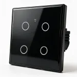 Qoltec Smart Touch Light Switch 4-Gang Wi-Fi Timer Tuya | Grūdintas stiklas | Baltas