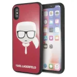 Karl Lagerfeld KLHCPXDLHRE iPhone X/Xs &bdquo;Iconic Glitter Karl's Head&ldquo; dėklas, raudonas