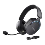 Ausinės Trust GXT 491 Fayzo, belaidės ir laidinės, ant ausų, žaidimams, USB Type-C, Bluetooth, juodos