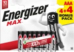 Energizer Max AAA &scaron;arminės baterijos, 1,5 V, 8 vnt. paketas (4+4)