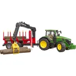 BRUDER John Deere 7R 350 su mi&scaron;kovežio priekaba ir 4 rąstais