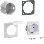 HAGER ZY02SD Schuko lizdo surinkimo rinkinys, skirta flan&scaron;iniam montavimui, 1 vietos, 250 V, 16 A, baltas