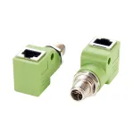 EXSYS M12 X-Coded 8-Pin vyri&scaron;kas į RJ45 moteri&scaron;kas 90&deg; pramoninis Ethernet adapteris, 10Gbps, IP67, ekranuotas EX-49542